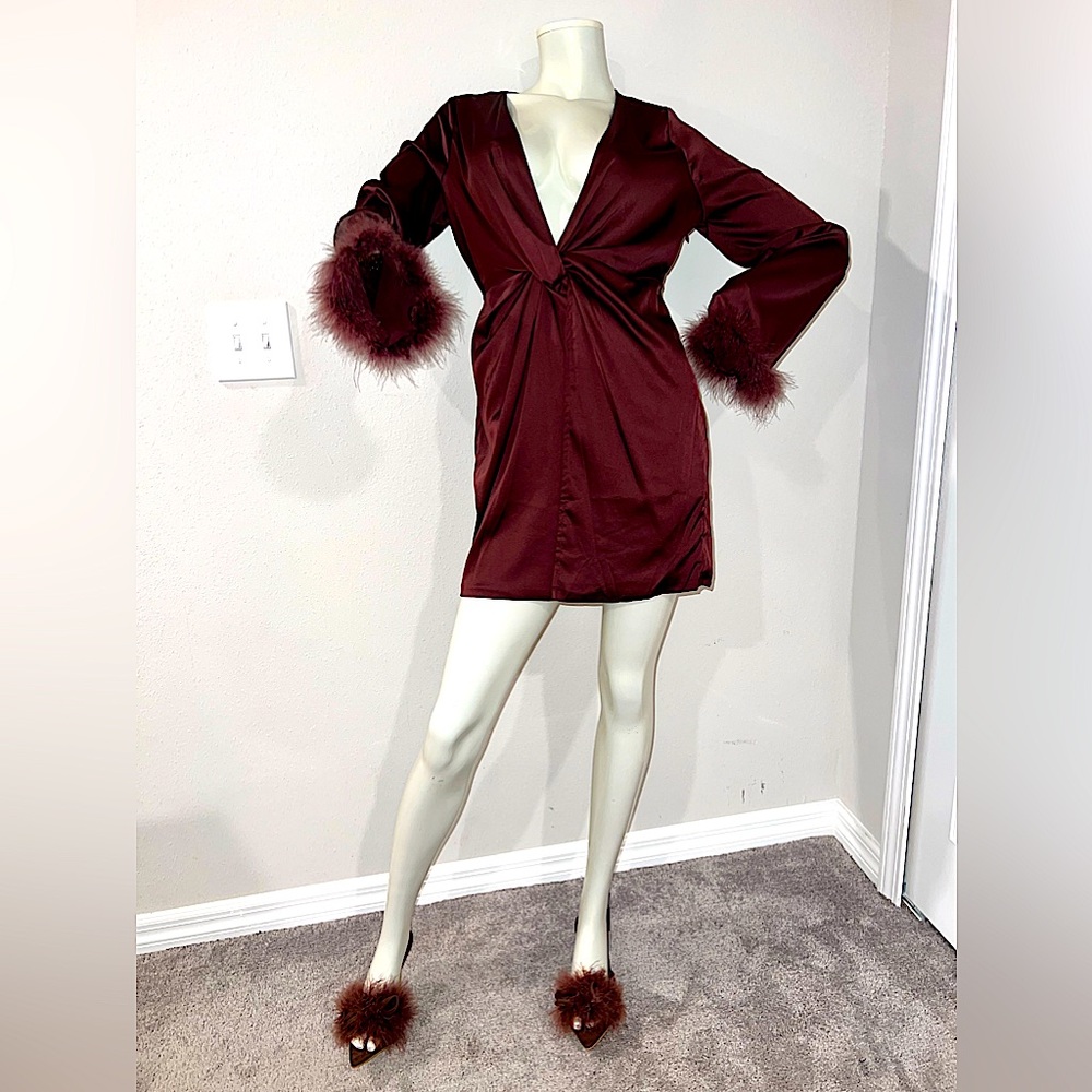 Brown Satin Mini Dress {NEVER WORN}